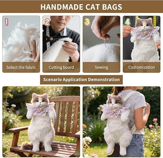 Realistic Plush Cat Backpack for Girls – Cute Soft Animal School Bag with Adjustable Straps for Kids Teens & Daily Use image 50