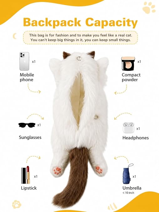 Premium & Original Cute Plush Cat Backpack for Girls & Women | Soft Stuffed Animal Shoulder Bag with Adjustable Straps | Kawaii Kitty Plush Backpack for School, Travel, Shopping, Gifts & Daily Use image 27