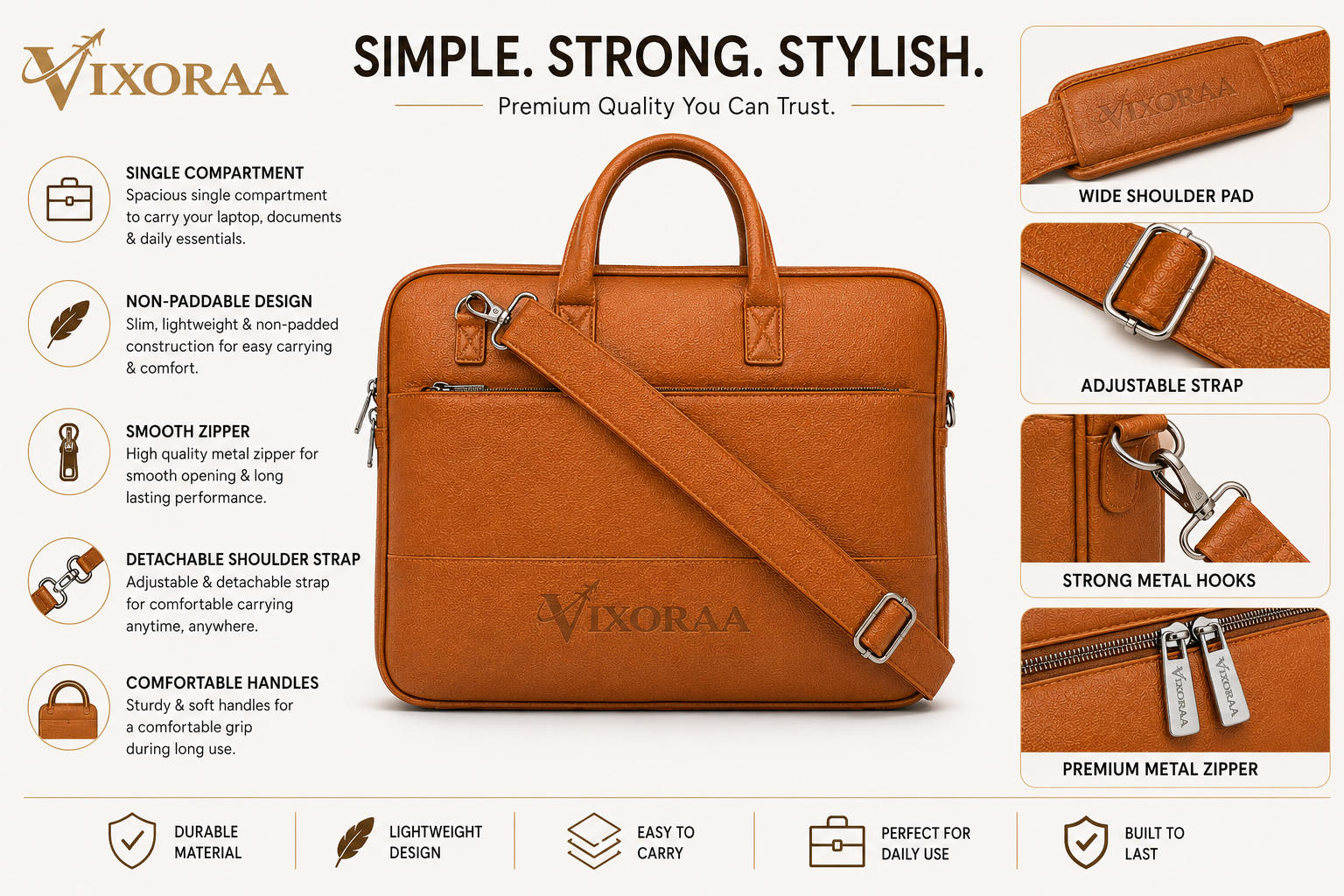 VIXORAA Premium Laptop & Office bag for Men and Women image 2