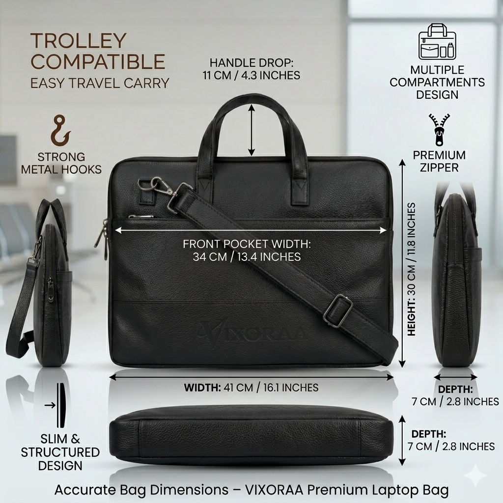 VIXORAA Premium Laptop & Office bag for Men and Women image 10