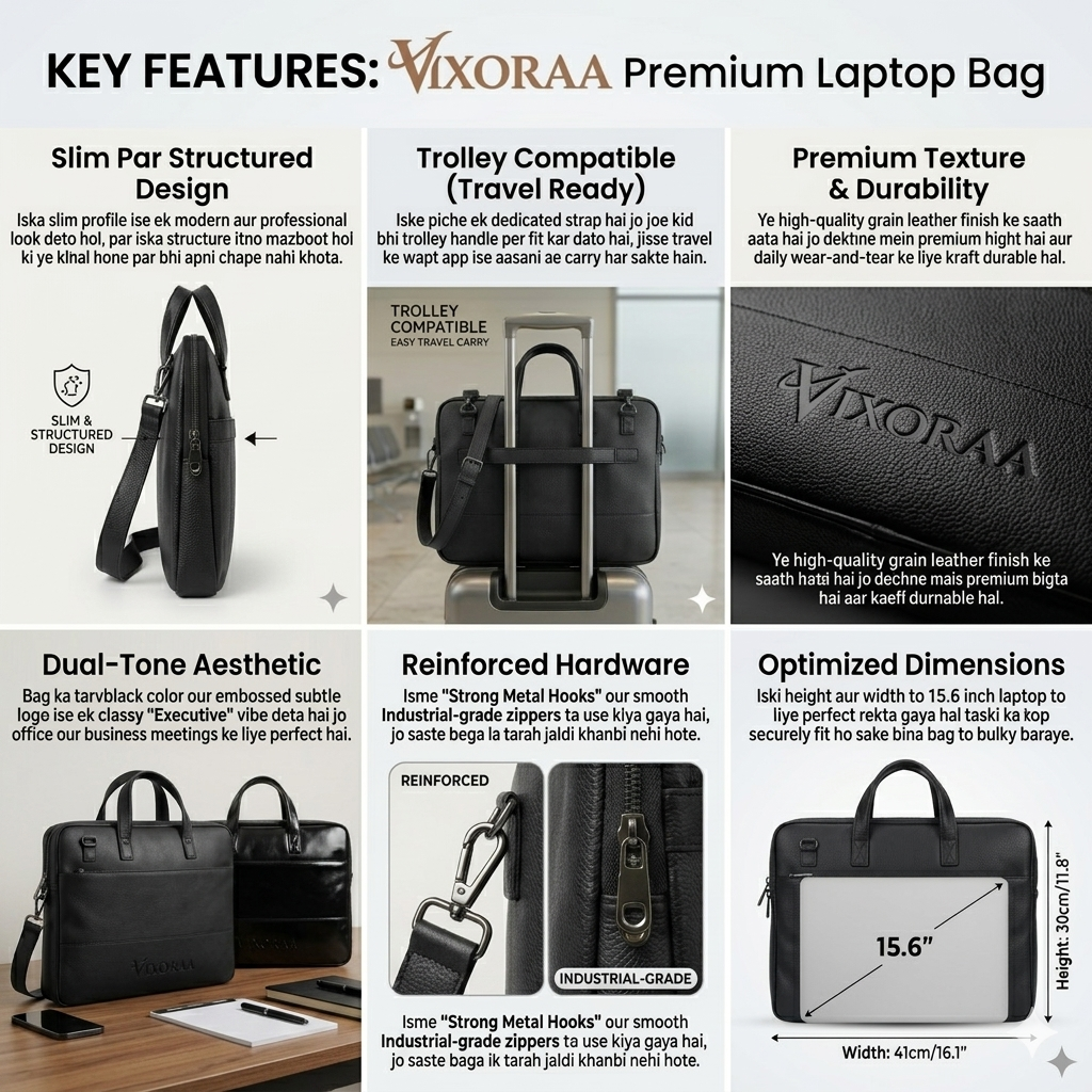 VIXORAA Premium Laptop & Office bag for Men and Women image 7