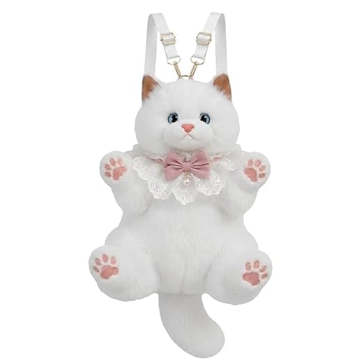 Realistic Cat Plush Backpack with Meow Sound, Handmade Stuffed Animal Cat Bag for Girls Women, Cute Kawaii Cat Shaped Shoulder Crossbody Backpack with Adjustable Straps Gift Bag image 23