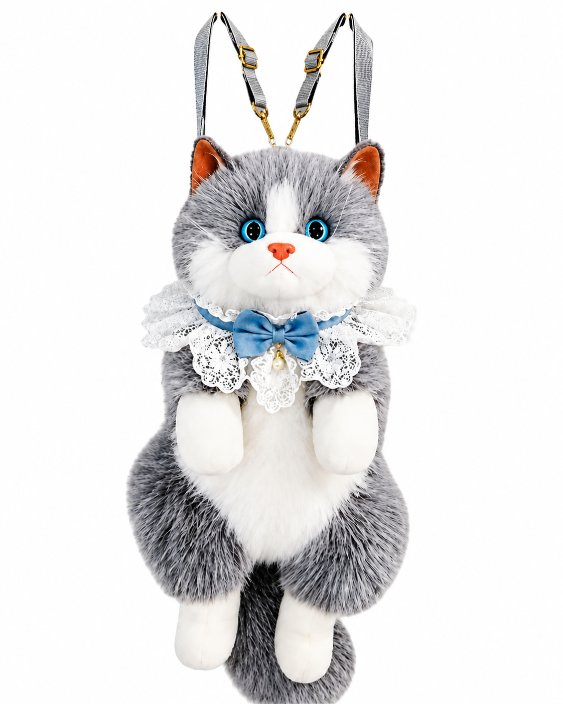 Realistic Cat Plush Backpack with Meow Sound, Handmade Stuffed Animal Cat Bag for Girls Women, Cute Kawaii Cat Shaped Shoulder Crossbody Backpack with Adjustable Straps Gift Bag image 34