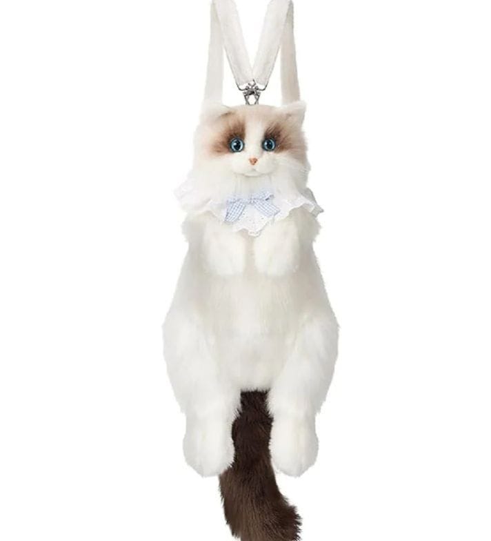 Realistic Plush Cat Backpack for Girls – Cute Soft Animal School Bag with Adjustable Straps for Kids Teens & Daily Use