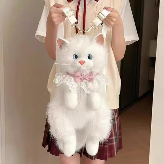 Premium & Original Cute Plush Cat Backpack for Girls & Women | Soft Stuffed Animal Shoulder Bag with Adjustable Straps | Kawaii Kitty Plush Backpack for School, Travel, Shopping, Gifts & Daily Use image 15