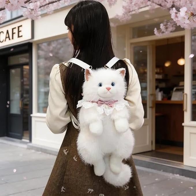 Premium & Original Cute Plush Cat Backpack for Girls & Women | Soft Stuffed Animal Shoulder Bag with Adjustable Straps | Kawaii Kitty Plush Backpack for School, Travel, Shopping, Gifts & Daily Use image 8