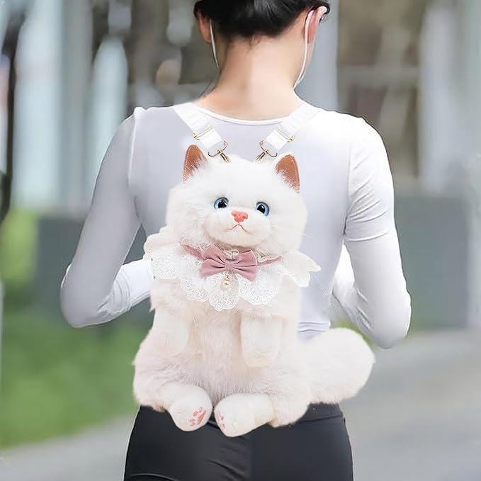 Premium & Original Cute Plush Cat Backpack for Girls & Women | Soft Stuffed Animal Shoulder Bag with Adjustable Straps | Kawaii Kitty Plush Backpack for School, Travel, Shopping, Gifts & Daily Use image 22
