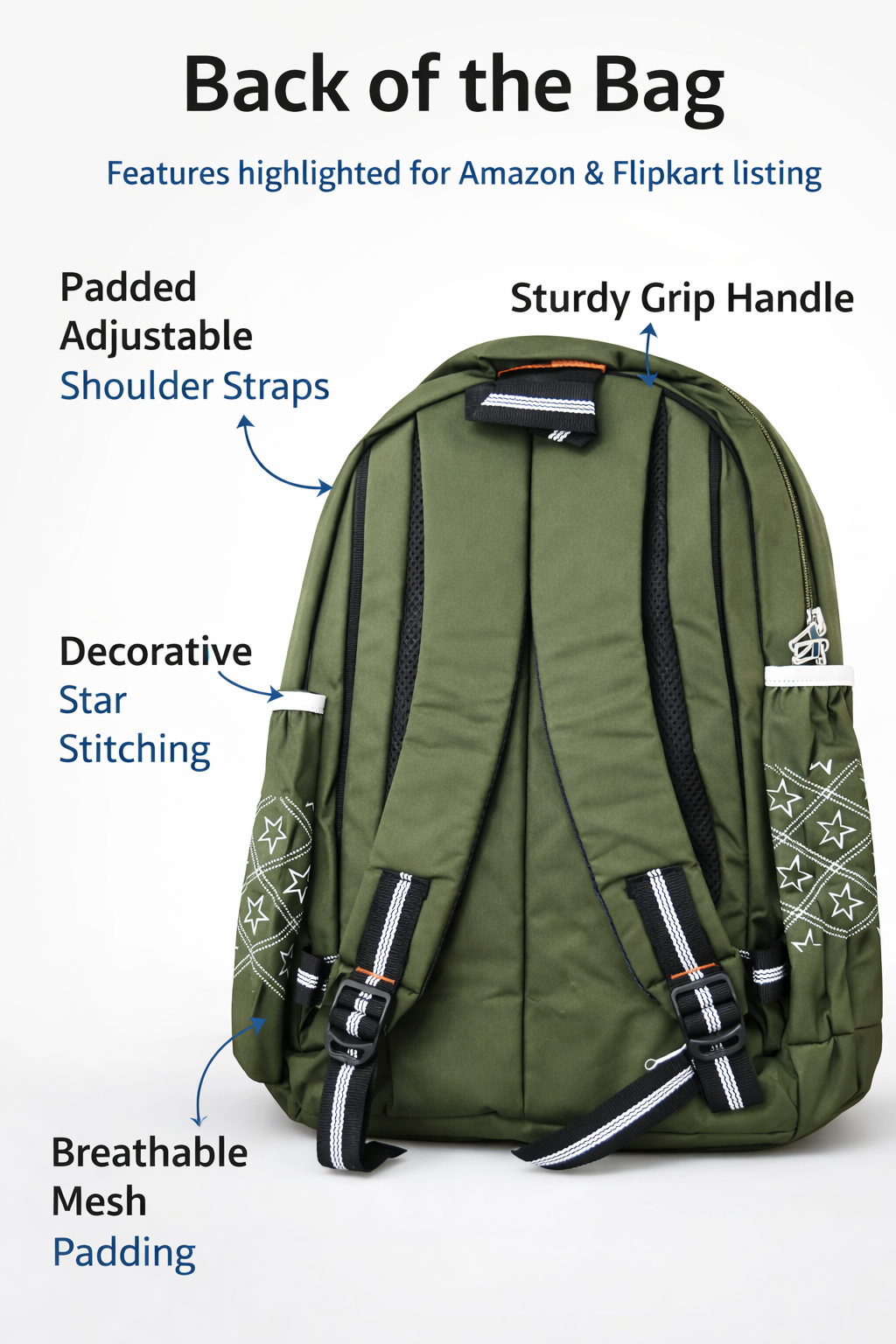VIXORAA Kids School Backpack Green | Happy Smile Printed Bag with Teddy Keychain | Lightweight Waterproof School Bag for Boys & Girls | Stylish Travel Backpack thumbnail 3