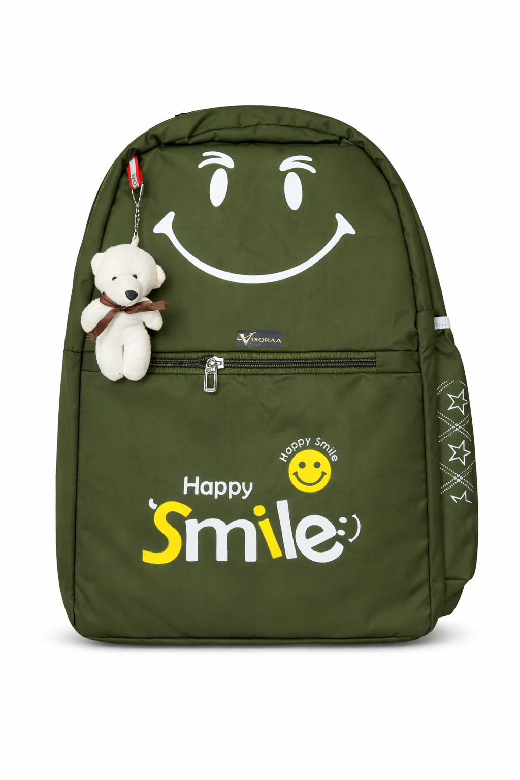VIXORAA Kids School Backpack Green | Happy Smile Printed Bag with Teddy Keychain | Lightweight Waterproof School Bag for Boys & Girls | Stylish Travel Backpack thumbnail 4